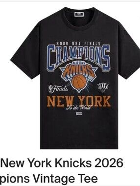 Kith Black Tee with Orange & Blue Knicks Graphics CHAMPIONSHIP 2026 Size MEDIUM